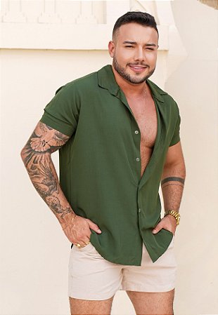 Camisa Viscose Verde Militar