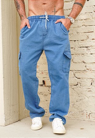 Calça Cargo Jeans Média