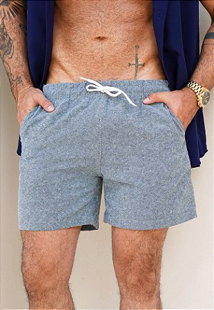 Shorts Alfaiataria Linho Cinza Grafite