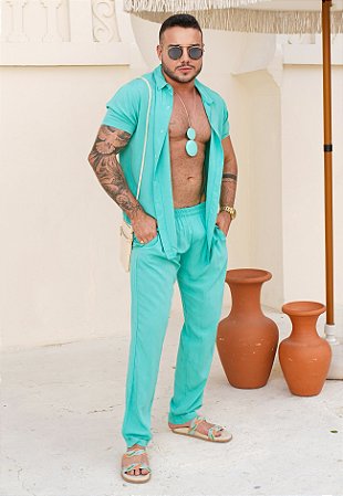 Conjunto Viscose Verde Água