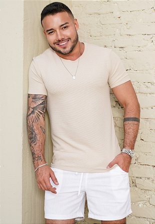 Camiseta Texturizada Bege