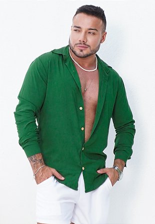 Camisa Manga Longa Verde Militar