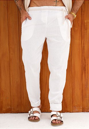 Calça Linho Cordão Branca