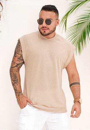 Regata Machão Texturizada Bege