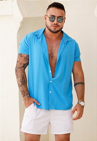 Camisa Viscose Azul Celeste
