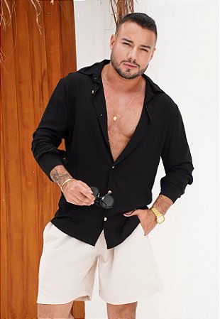 Camisa Manga Longa Preta