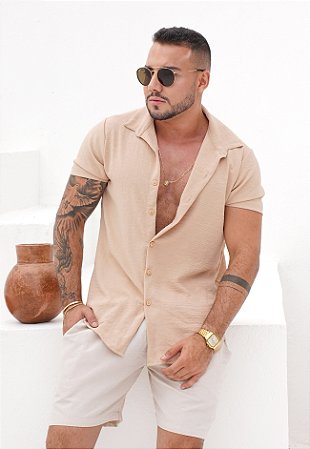 Camisa Duna Botão Madeira Marfim