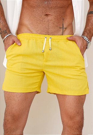 Mini Shorts Linho Amarelo