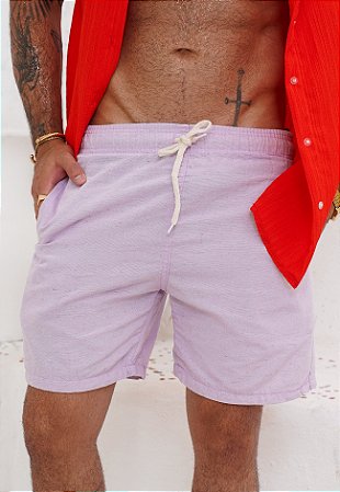 Shorts Alfaiataria Linho Lilás