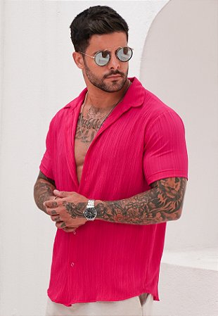 Camisa Plissada Rosa