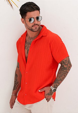 Camisa Plissada Laranja