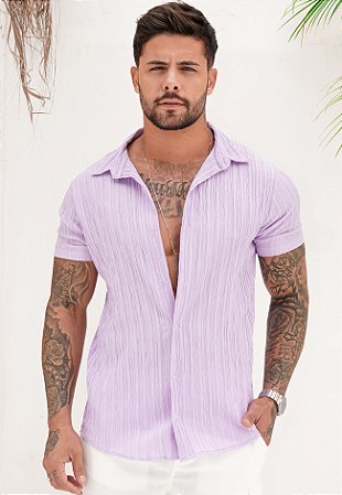 Camisa Plissada Lilás
