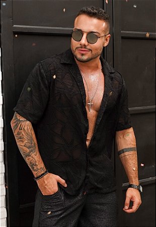 Camisa Texturizada Oversized Preta