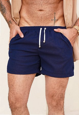 Mini Shorts Linho Azul Marinho