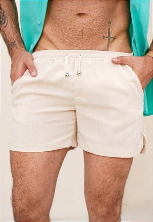 Mini Shorts Linho Areia