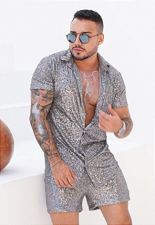 Conjunto Paetê Cinza Prateado