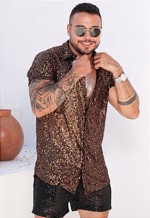 Camisa Paetê Dourada