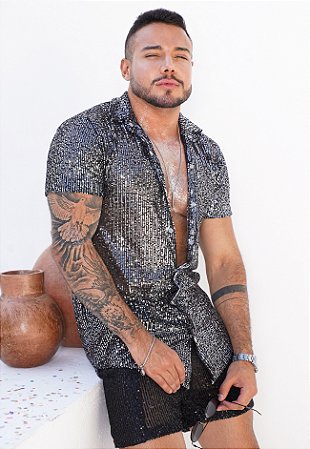 Camisa Paetê Grafite