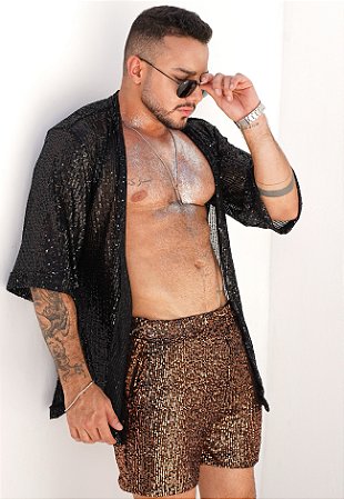 Kimono Paetê Preto