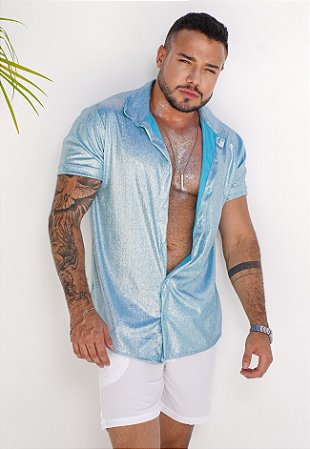 Camisa Metalizada Azul