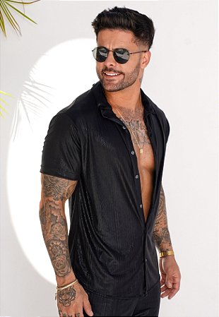 Camisa Metalizada Preta