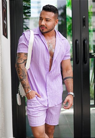 Conjunto Plissado Lilás