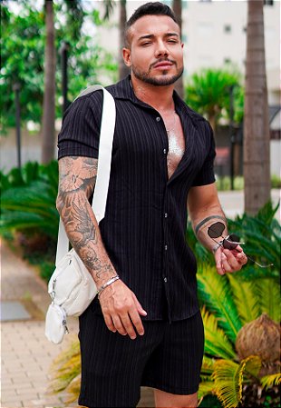 Conjunto Plissado Preto