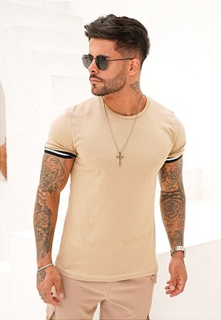 Camiseta College Bege