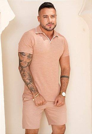 Camisa Polo Rosa Pó