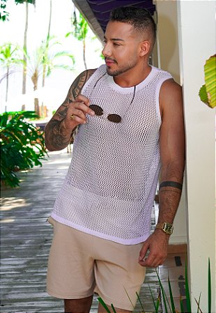 Regata Crochê Branca