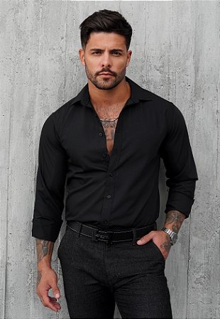 Camisa Social Slim Preta