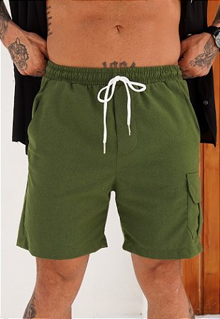 Shorts Cargo Linho Verde