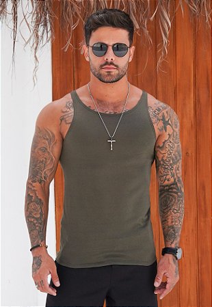 Regata Algodão Verde Musgo