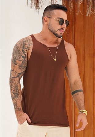 Regata Algodão Marrom Café