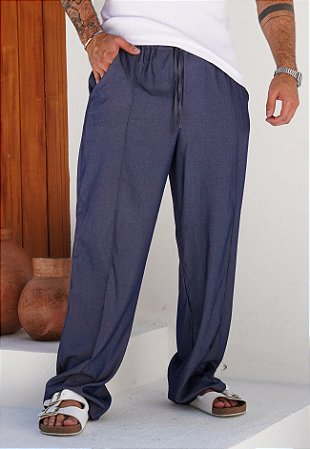 Calça Pantalona Lavagem Jeans Azul