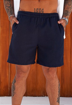Shorts Linho Básico Azul Marinho