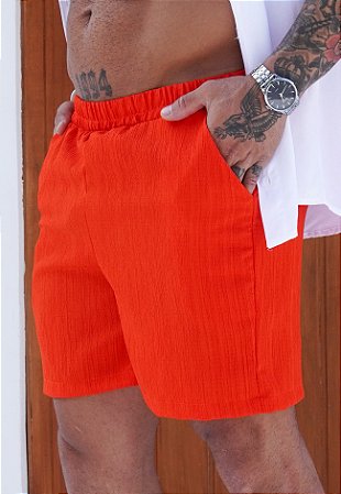 Shorts Plissado Laranja