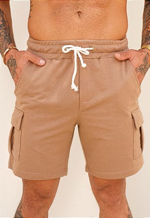 Shorts Moletinho Cargo Marrom