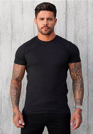 Camiseta Canelada Preta