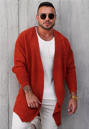 Cardigan Sobretudo Tricot Terracota