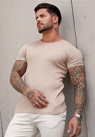 Camiseta Básica Ribana Bege