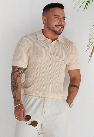 Camisa Polo Tricot Marfim