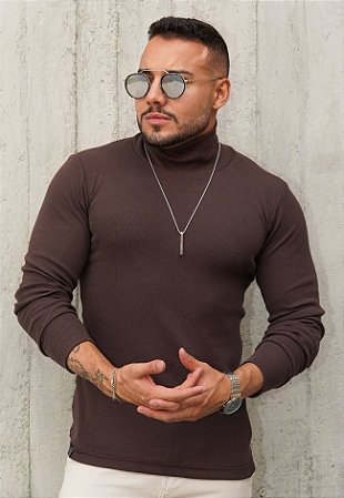 Blusa Gola Alta Marrom Café