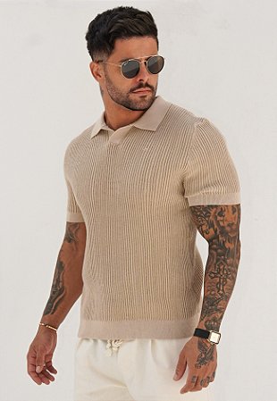 Camisa Polo Tricot Bege