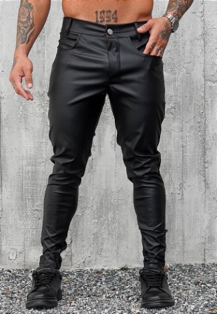 Calça Skinny Couro Preta