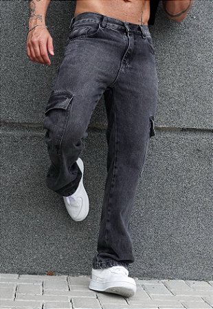 Calça Cargo Jeans Preta