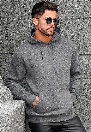 Blusa Moletom Canguru Cinza Grafite