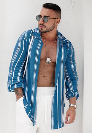 Max Camisa Estampada Azul