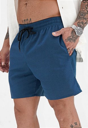 Shorts Linho Azul Petróleo
