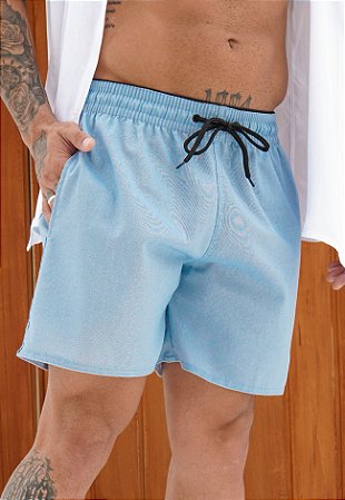 Shorts linho Azul Bebê